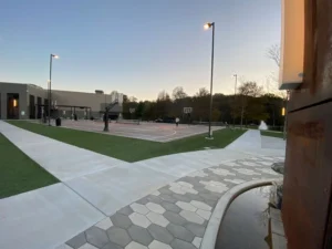 Public park with synthetic turf