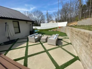 Synthetic turf patio